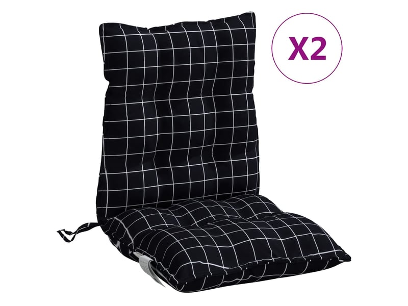  Lot de 2 coussins d'extérieur, coussins de chaise motif à carreaux noirs 100 x 50 x 7 cm cf56395  - Conforama A