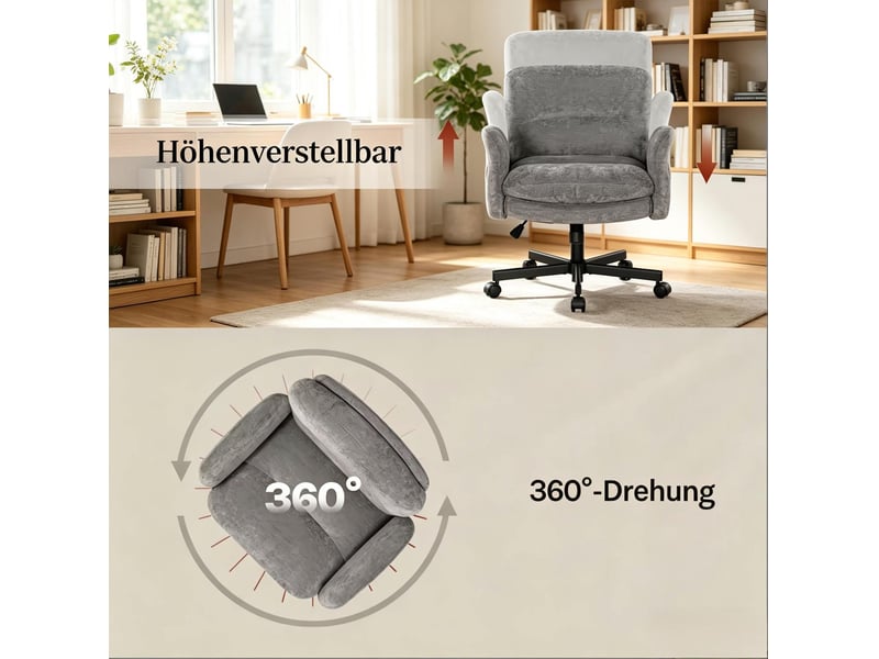  Chaise de bureau 68x71x84,5-92,5 cm pivotante réglable métal grise  - Conforama D