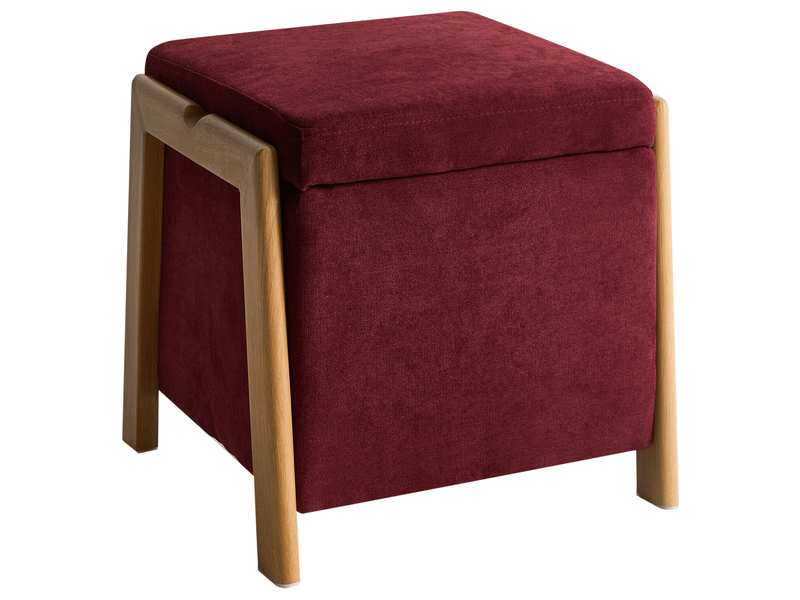 Pouf de rangement edland tissu 45 cm 43 cm rouge bordeaux  - Conforama A