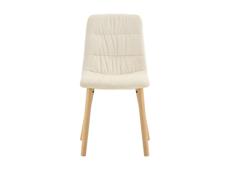 Lot de 2 - chaise de salle à manger - 42 x 48 x 88 cm-blanc - en tissu avec dossier plissé et pieds en bois massif d'eucalyptus - Conforama A