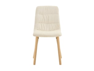Lot de 2 - chaise de salle à manger - 42 x 48 x 88 cm-blanc - en tissu avec dossier plissé et pieds en bois massif d'eucalyptus