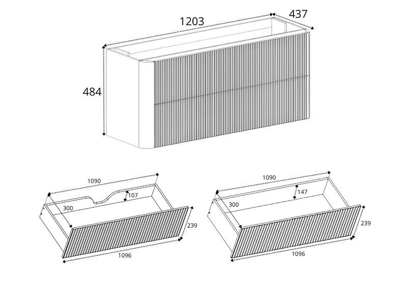 Meuble sous vasque suspendu linea 120 cm chêne craft d'or - Conforama C