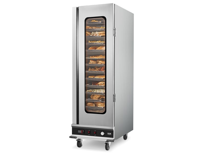 Armoire chauffante a 16 niveaux, etuve traiteur avec bac a eau, chauffe assiettes avec porte simple en verre et etageres reglables, en acier inoxydable, pour pizza poulet restaurant cantine  - Conforama A