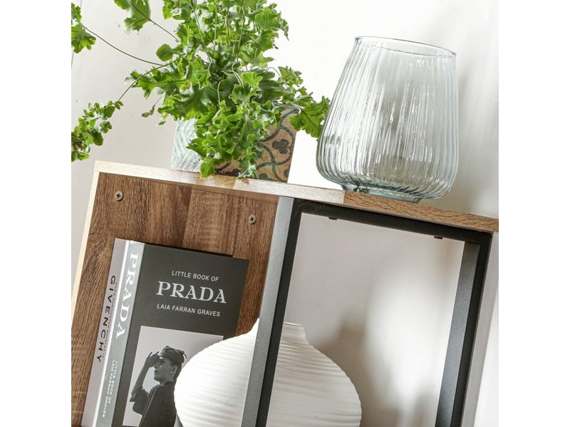 Bibliothèque 4 niveaux décor bois et montants métal - h148 cm  - Conforama D