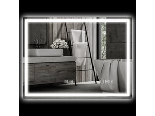 Miroir salle de bain led bluetooth 60 x 80 cm interrupteur tactile lumière réglable 3 couleurs anti-buée mémoire argent