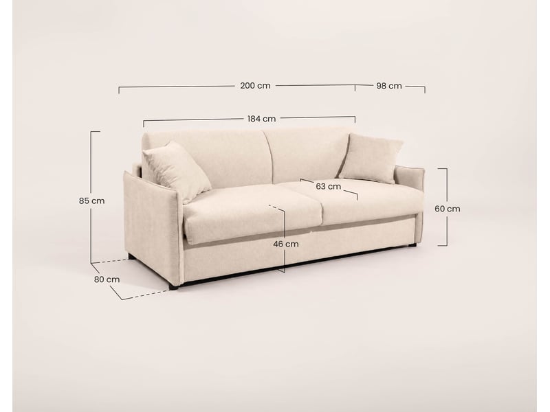 Adele - canapé lit 3 places convertible express couchage quotidien 160x190 cm matelas 18 cm en tissu texturé - best mobilier - beige ADELE - Conforama C