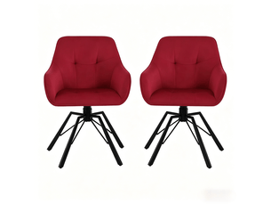 Chaises de salle à manger pivotantes 360° lot de 2 avec accoudoirs - velours métal rouge vin