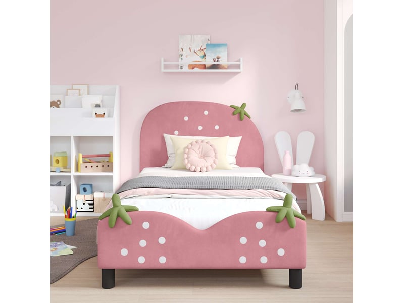  Cadre de lit pour enfants - lit jeune avec tête de lit rose 90 x 200 cm  - Conforama C