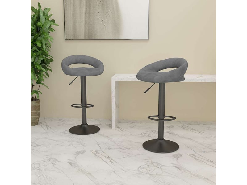  Lot de 2 tabouret de bar, chaise de bar gris clair velours shl50079  - Conforama B