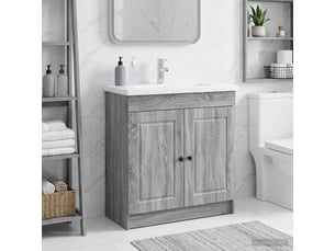 Armoire sous évier de salle de bain, meuble de rangement sonoma gris shl8774