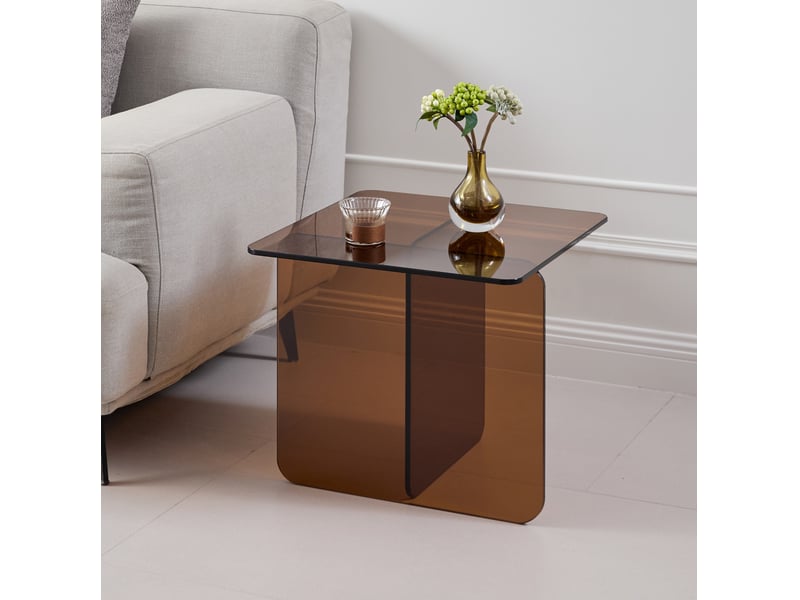  Table d’appoint en verre trempé, surface ouverte polyvalente pour salon, cuisine, bureau ou extérieur, 45 × 45 × 51 cm  - Conforama C