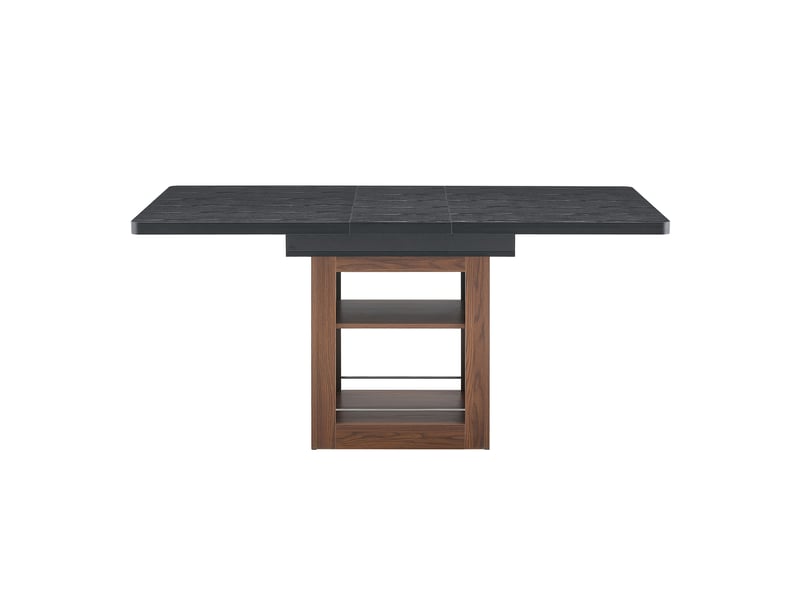 Table à manger, extensible, en noyer, avec compartiment intégré, noir - Conforama A