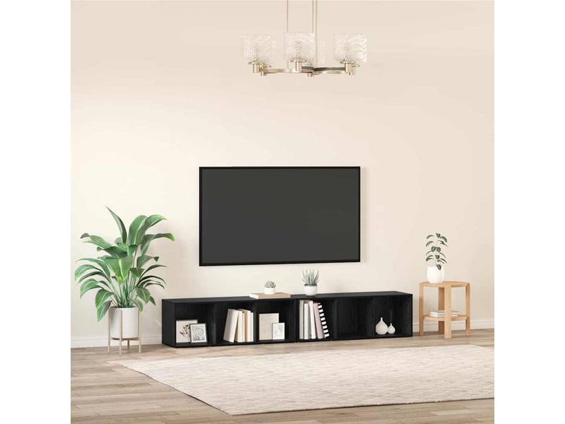  Ensemble meuble tv - banc tv - meuble de rangement 2 pcs chêne noir bois d'ingénierie  - Conforama D