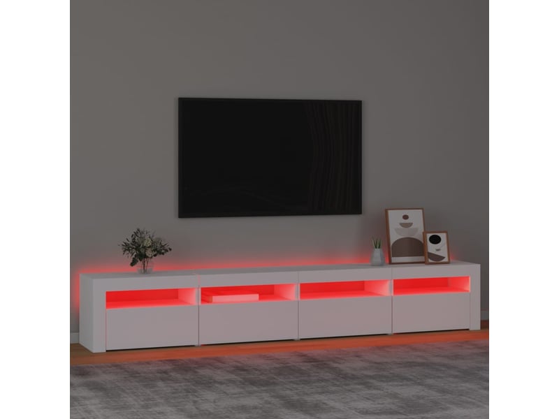 Meuble tv - banc tv - meuble de rangement avec lumières led blanc 240x35x40 cm - Conforama E