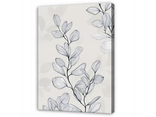 Tableau décoration murale impression sur toile feuilles abstrait gris - 80x120 cm - tableau décoration murale chambre et salon