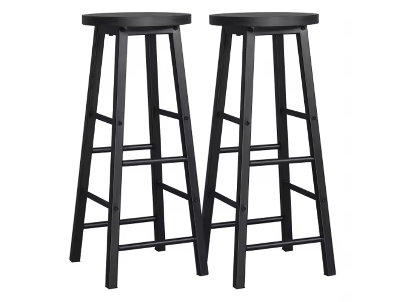  Tabourets de bar élégance lot de 2, style bistrot, avec repose-pieds, chaises cuisine modernes  - Conforama A