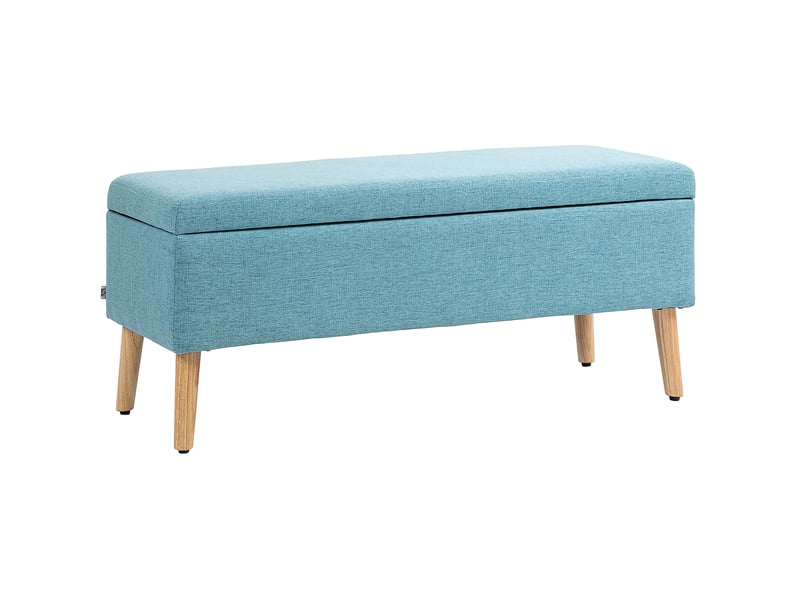  Banc coffre 110x39x45 cm, banc de lit moderne, assise rectangle, rangement intégré, meuble chambre, polyester, bleu  - Conforama A