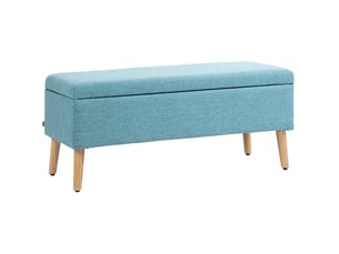 Banc coffre 110x39x45 cm, banc de lit moderne, assise rectangle, rangement intégré, meuble chambre, polyester, bleu