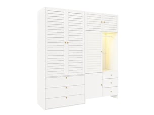 Armoire 180x50x200 cm avec panier à linge et led, panneau de particules blanc pour chambre et dressing pour chambre