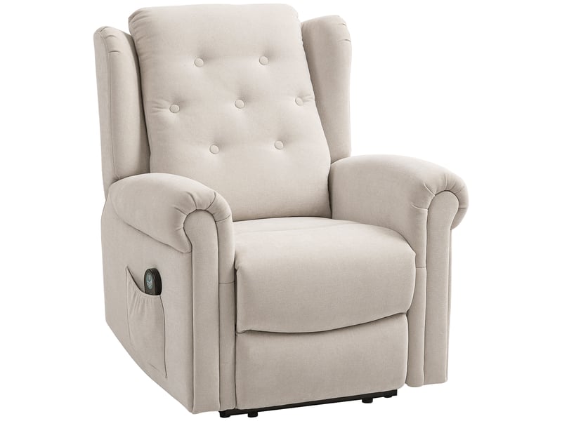  Fauteuil de relaxation, fauteuil relax massant et chauffant, lin, 91x85x103cm, beige  - Conforama A