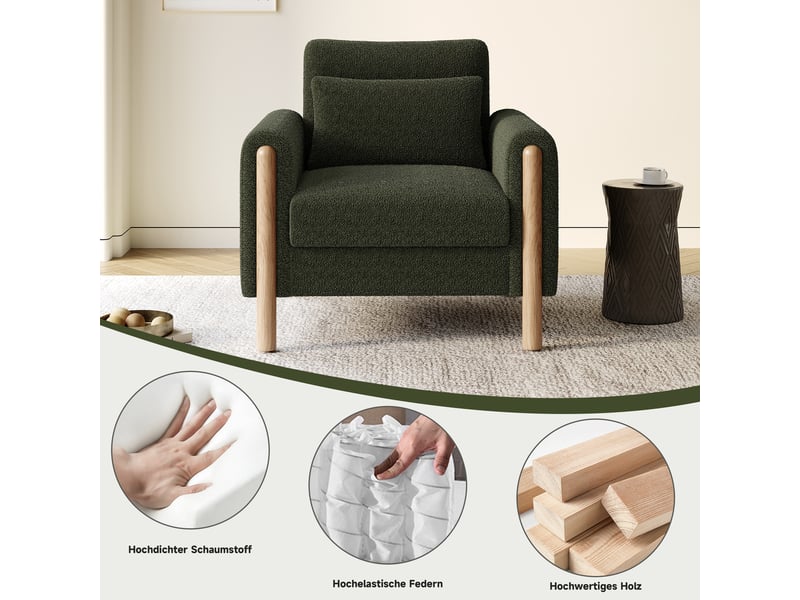 Canapé de salon, canapé moderne, vert, dossier inclinable, design moderne, pour salon, bureau, chambre - Conforama D