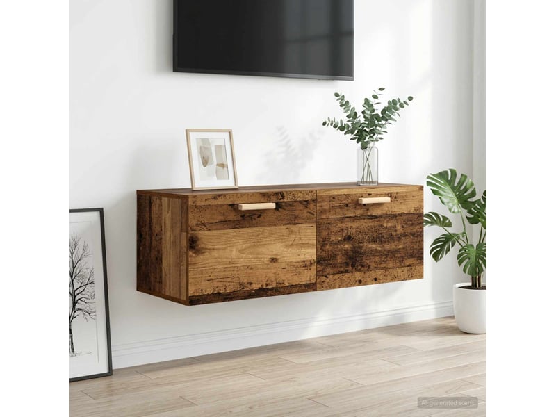  Meuble mural salon bois ancien 100 x 36,5 x 35 cm bois d'ingénierie shl1395  - Conforama B