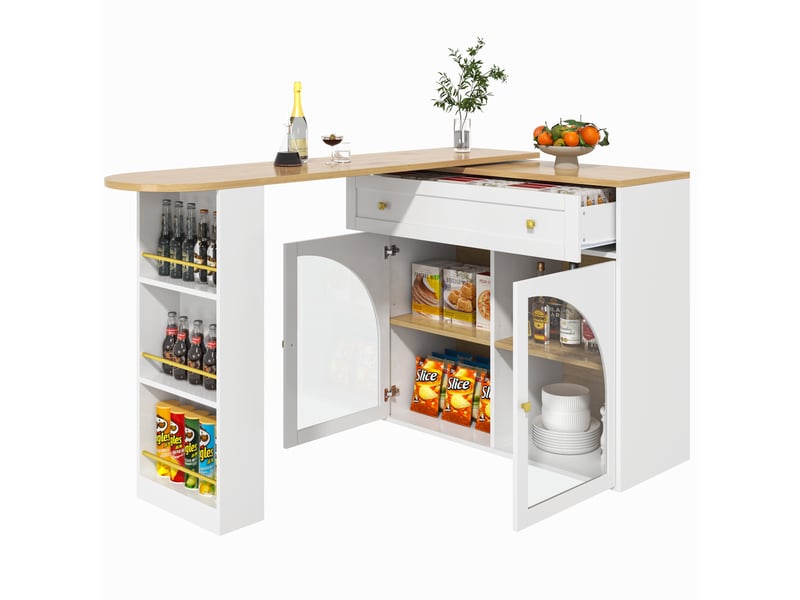  Bar blanc - 204cm table de bar blanc - Conforama A