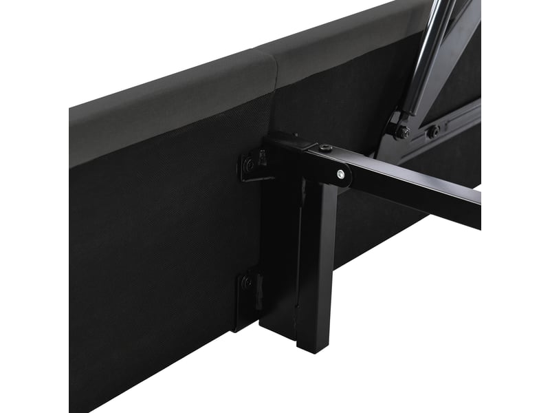 Lit coffre 160x200cm avec tête de lit de rangement, éclairage led, port de charge usb, sans matelas, lin, gris - Conforama E