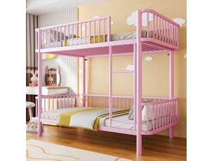 Lit superposé 2x90x200 cm <strong>MODENVIE</strong>  <strong></strong> coloris rose
