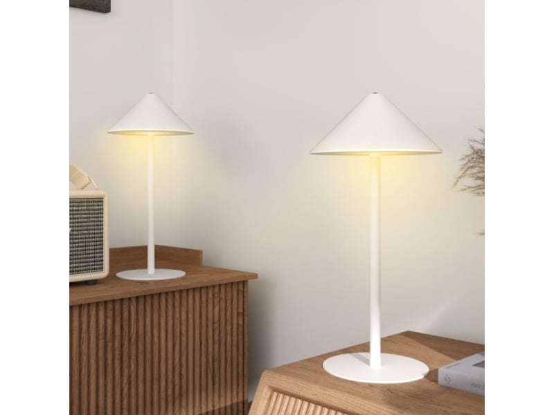 Lot de 2 lampes de table tactiles, métal blanc, 3 couleurs, rechargeables usb-ac, salon et chambre - Conforama B