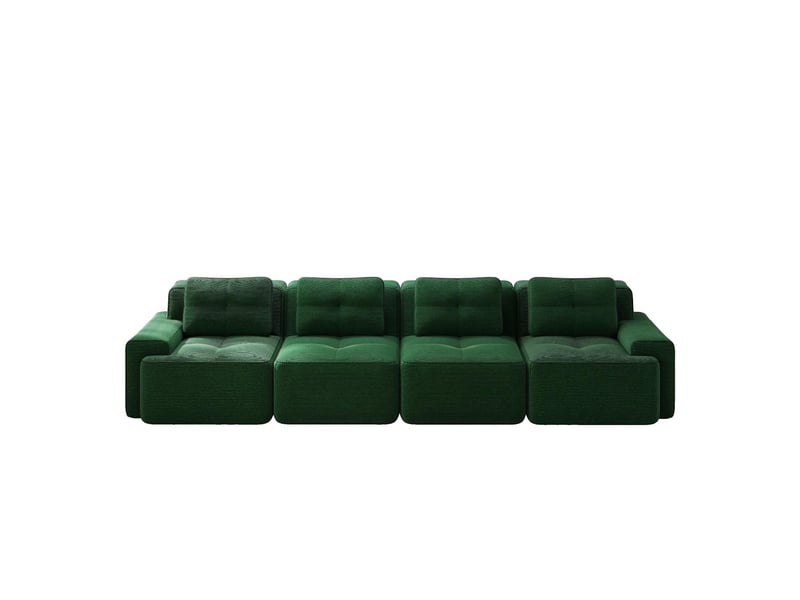  Canapé modulable 4 places en velours côtelé vert W3325S00158 - Conforama A