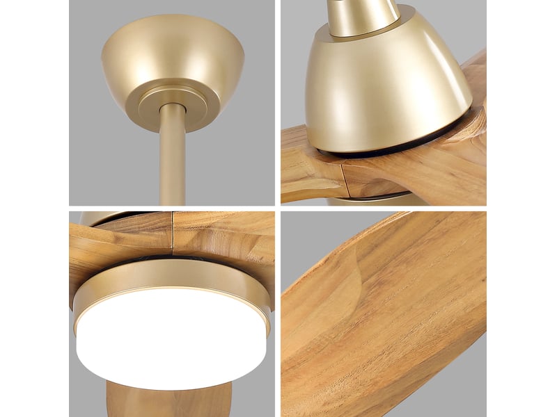  Ventilateur de plafond 36 pouces avec led dimmable, 3 pales en bois , chêne doré  - Conforama E