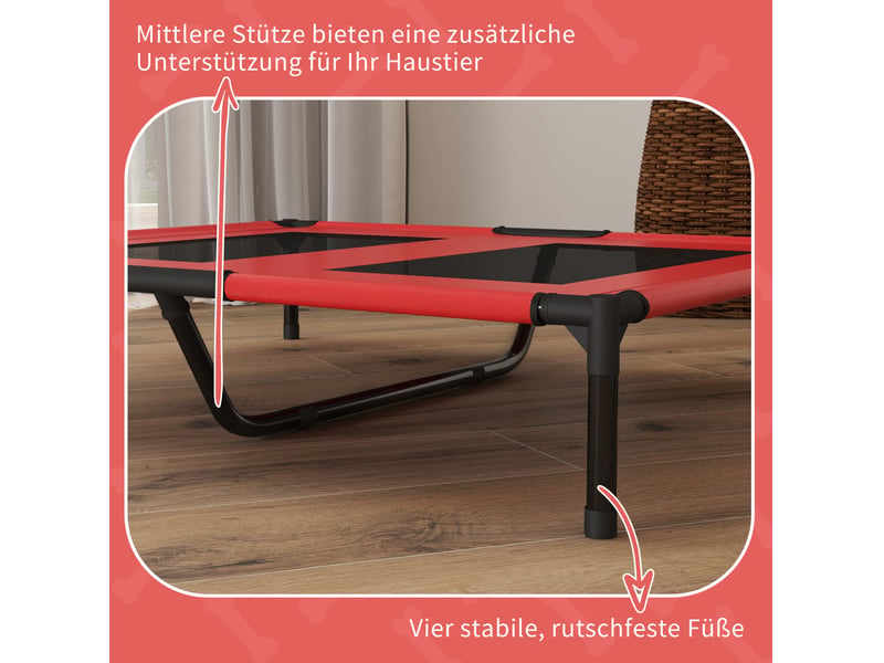  Lit surélevé extérieur rouge 92x76x18 cm pour grand animal de compagnie  - Conforama E