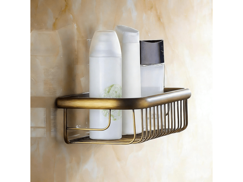  30cm,panier de douche rangement mural pour salle de bain, en laiton  - Conforama D