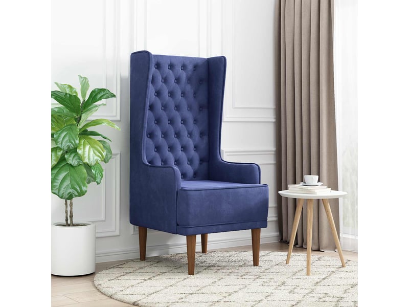 Vidaxl chaise à dossier haut avec boutons capitonnés bleu police - Conforama B