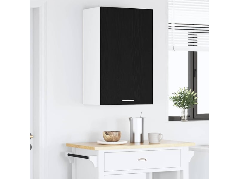  Meuble de rangement cuisine, armoire suspendue chêne noir et blanc 50x31x80cm  - Conforama D