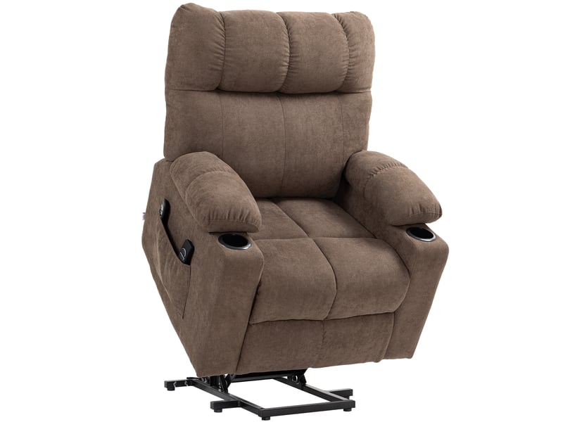 Fauteuil releveur électrique marron, fauteuil relax inclinable à 135 degrés avec massage et chaleur lombaire pour salon - Conforama A