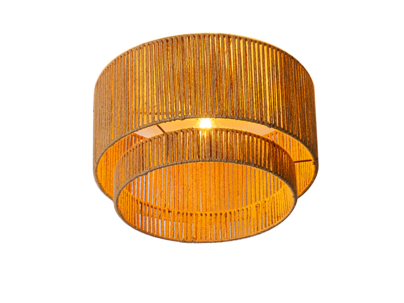  Plafonnier en corde de jute naturelle Ø450x260 mm, lampe artisanale style bohème, abat-jour décoratif C030-JUTE-DOUBLE-D45 - Conforama B