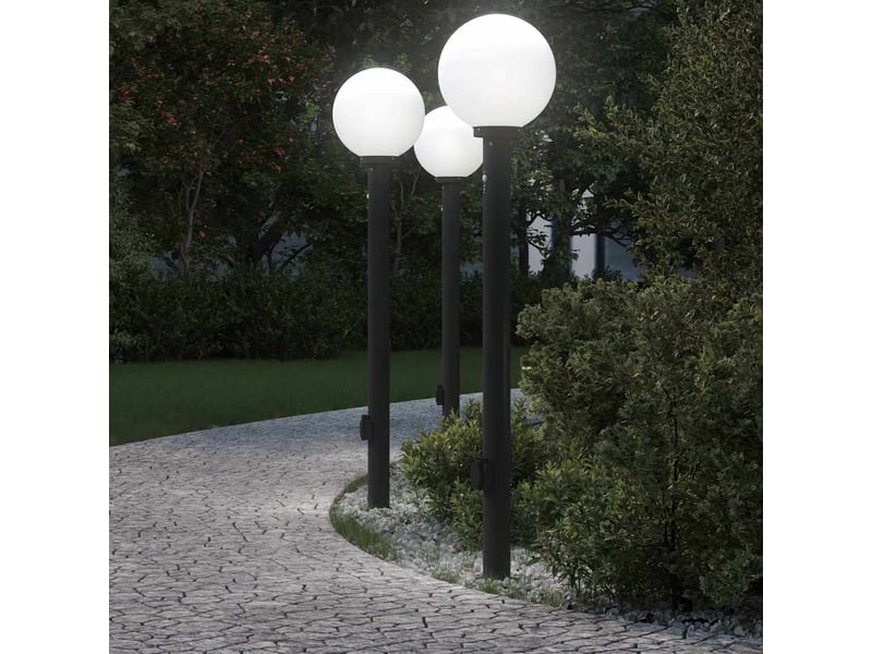  Lot de 3 borne lumineuse avec détecteur et prise 120 cm noir ip44  - Conforama B