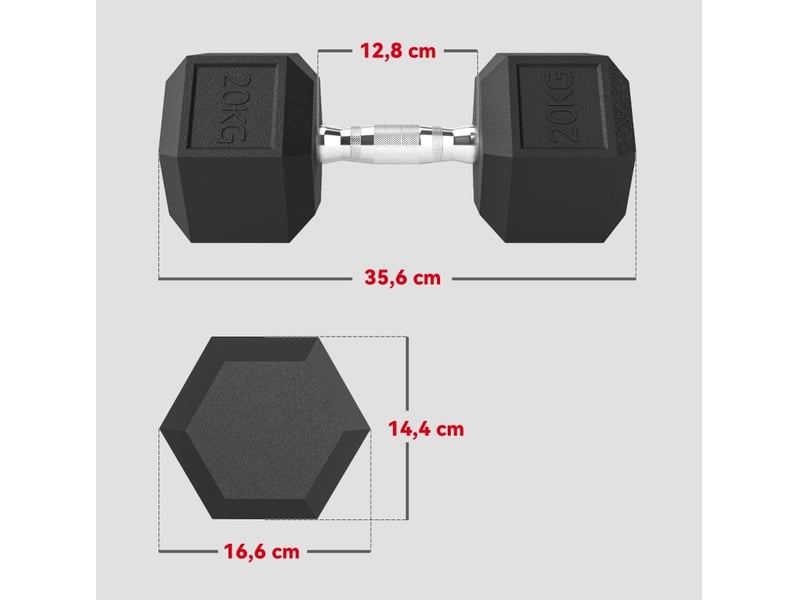  Haltère hexagonal 20 kg en fonte noire, poignée moletée, pour musculation à domicile, salle de sport ou bureau  - Conforama C