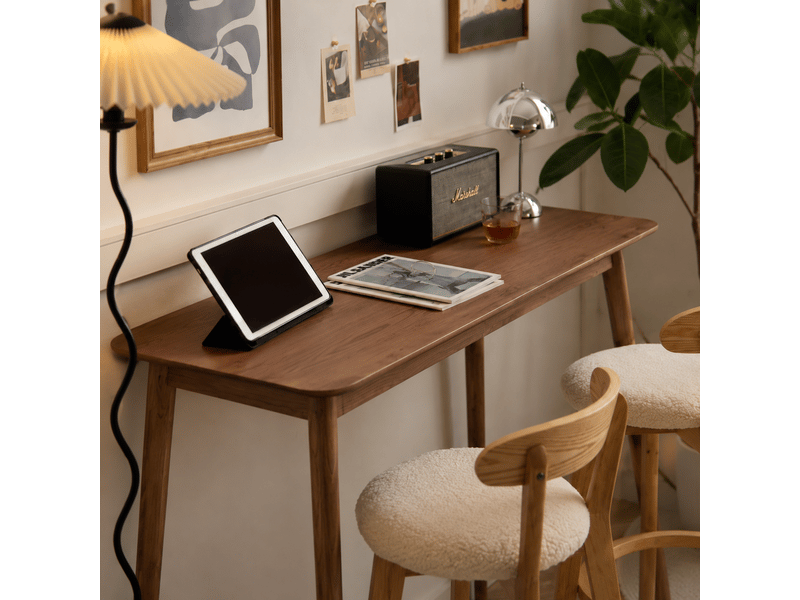 Nordlys - table de bar design scandinave bois pin marron - Conforama E