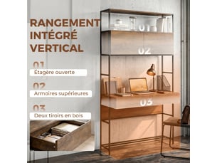 Meuble informatique enfant 100 cm coloris marron
