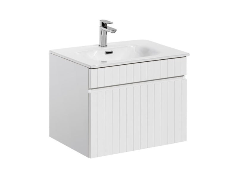 Ensemble icon blanc : meuble sous vasque 60cm + vasque à encastrer en céramique blanche - Conforama A