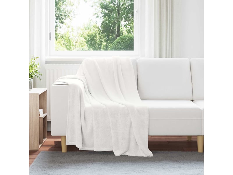  Plaid canapé blanc 130x150 cm 0.51 kg polaire  - Conforama B