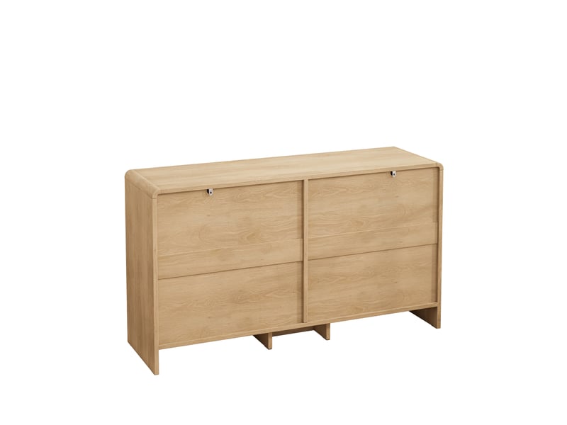  Meuble de rangement 130x40x74 cm, 6 tiroirs, armoire de rangement, commode,en mdf, couleur naturelle, coins arrondis  - Conforama E