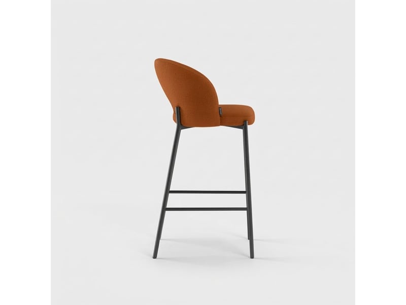 Lot de 2 tabourets de cuisine en tissu et métal avec repose-pieds nia - orange  - Conforama D