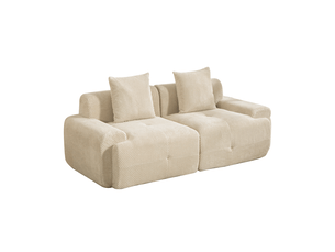Canapé modulable 3 places en chenille kaki clair, 190 x 89 x 75 cm, sans montage, livré compressé, base antidérapante, coussins inclus, pour le salon