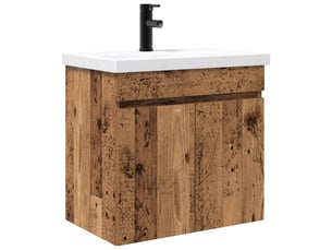 Meuble de rangement salle de bain avec robinet bois ancien shl2474