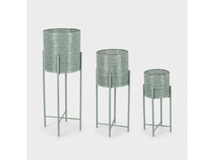 Lot de 3 porte-pots hauts en acier kalidas yes - vert foncé