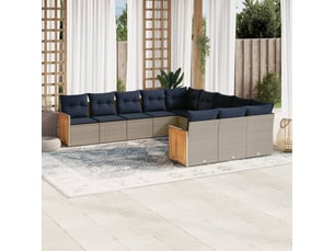 Vidaxl ensemble de canapé de jardin 11 pcs avec coussins gris résine tressée